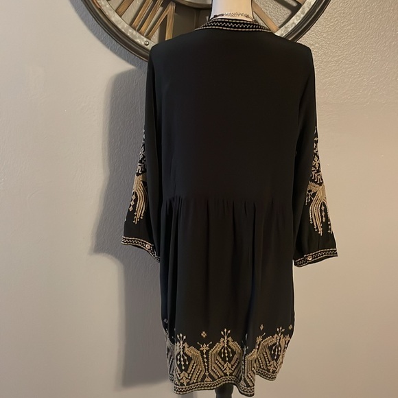 JOHNNY WAS HIMMEL BOHO HENLEY SILK TUNIC DRESS. - Picture 6 of 8